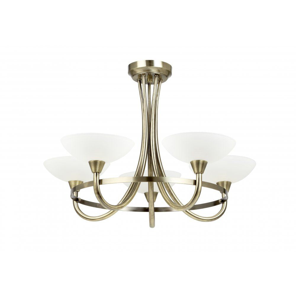 Endon CAGNEY-5AB 5 Light Ceiling Fitting Antique Brass