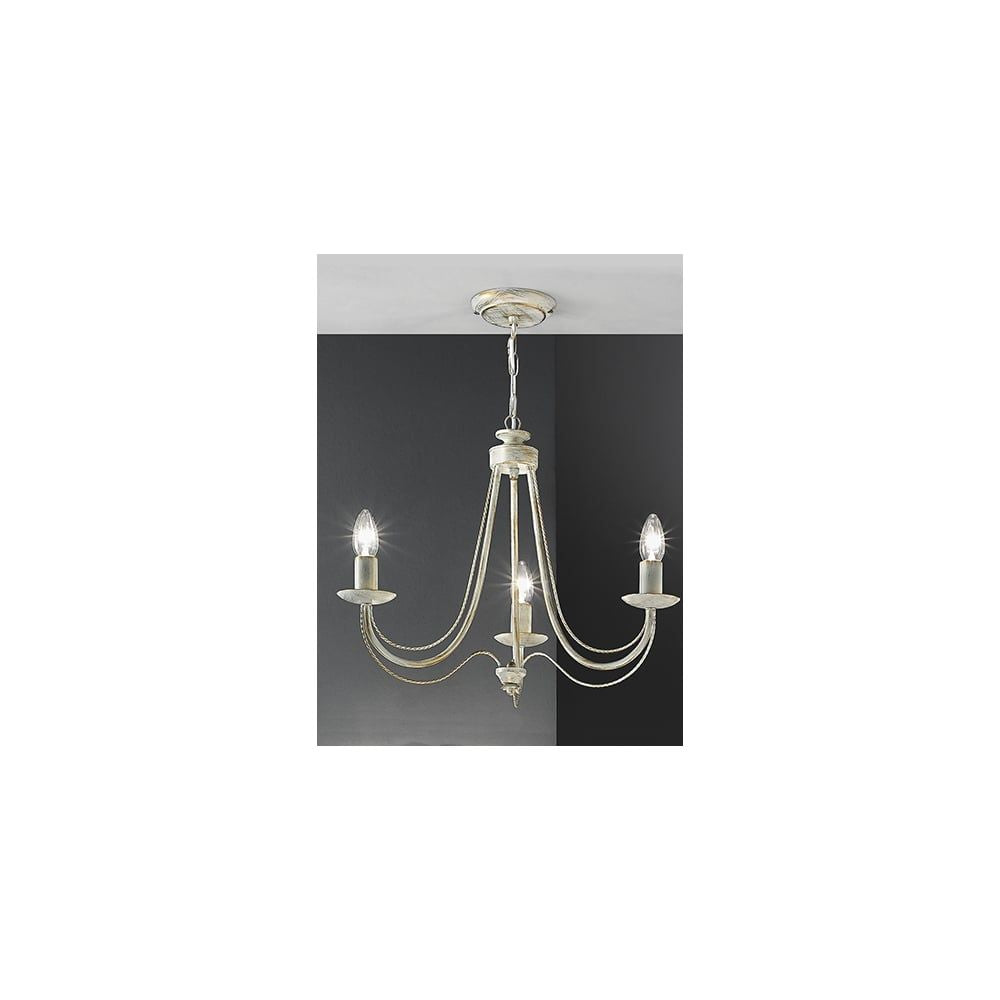 Fran Lighting F2172/3 | 3-Light Pendant | Cream with Gold Accents