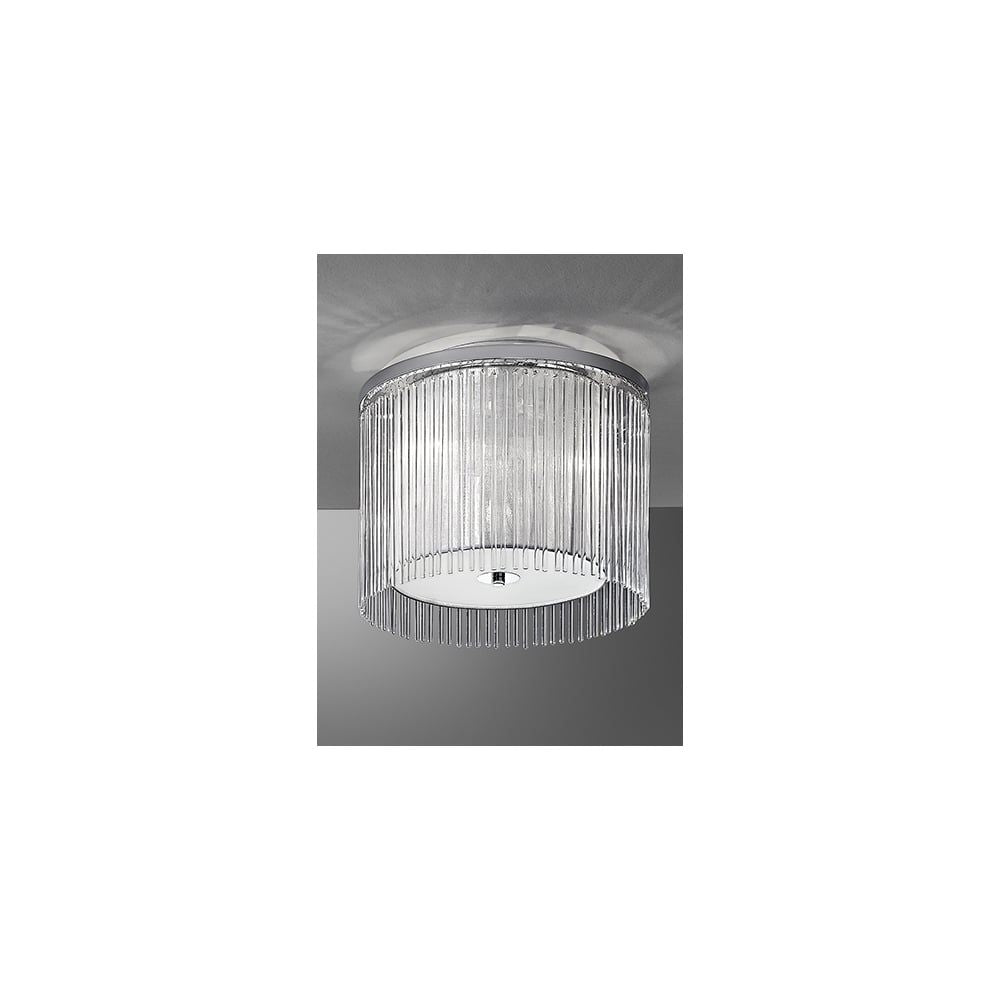 Fran Lighting F2190/3 | 3-Light Ceiling Flush | Lurex Shade and Glass Rods | Chrome Finish