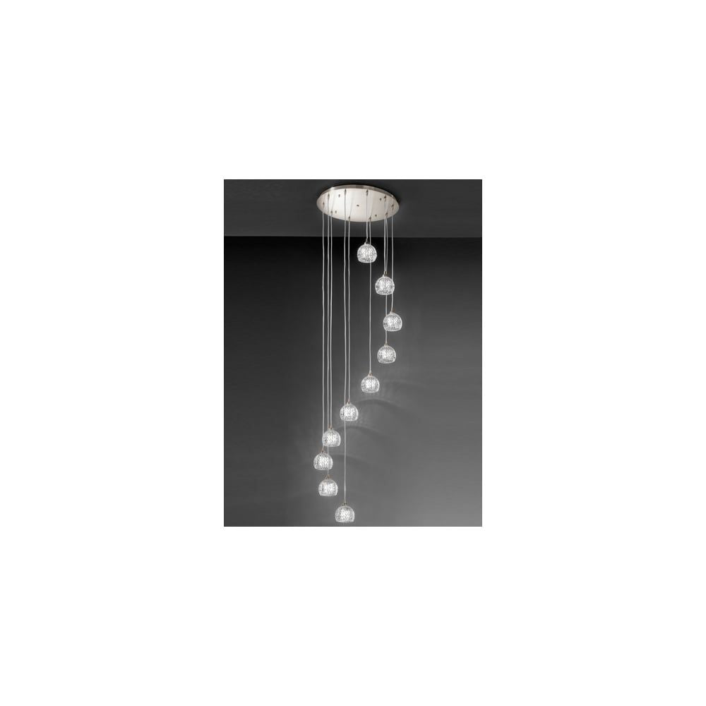 Fran Lighting F2300/10 10 Light Pendant Satin Nickel