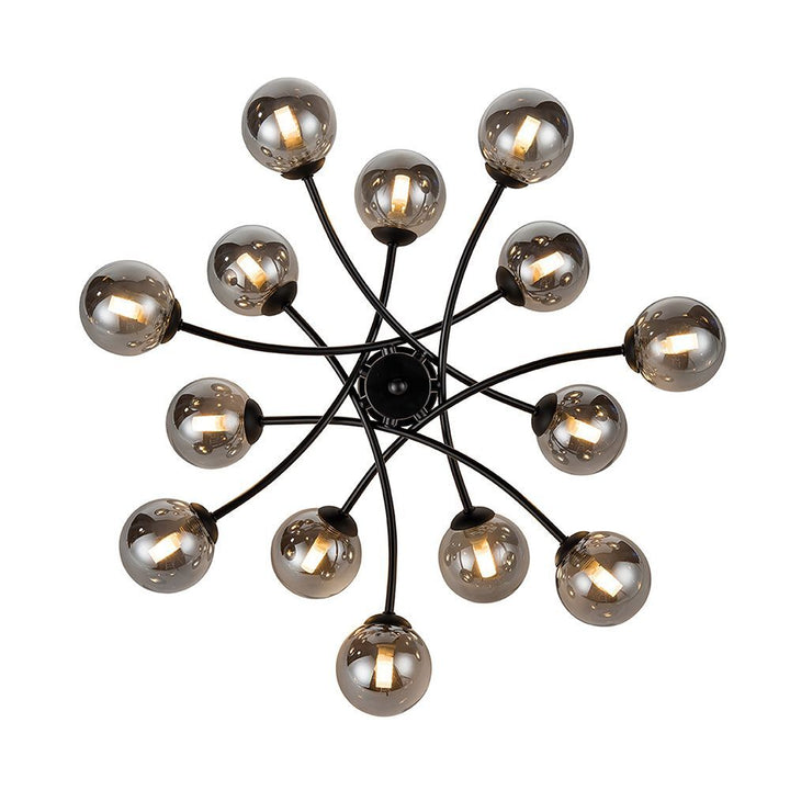 Franklite FL2438-14 Prophecy 14 Light Ceiling Fitting Black Smoke Glass