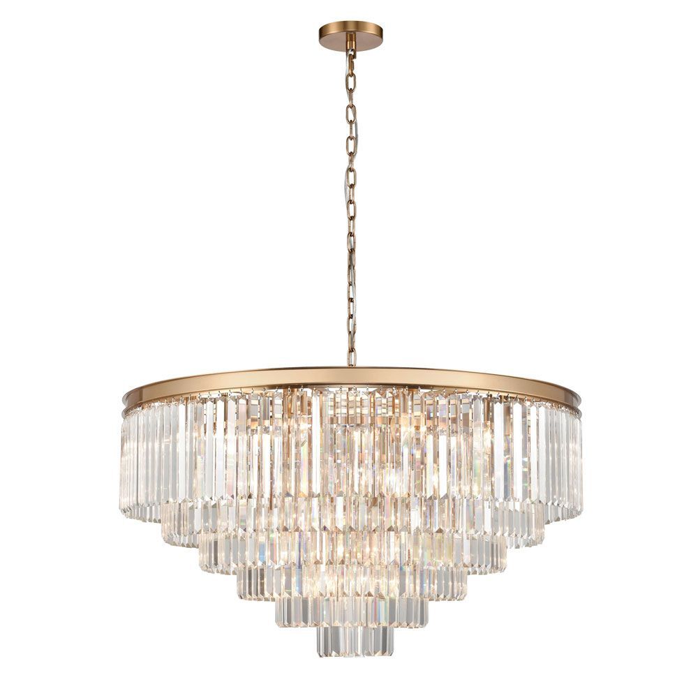 Franklite FL2465-30 Perdita 30 Light Crystal Pendant Brushed Brass