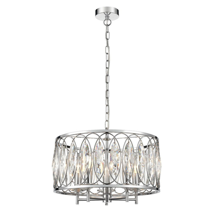 Franklite FL2467-5 Coronet 5 Light Pendant Chrome Crystal