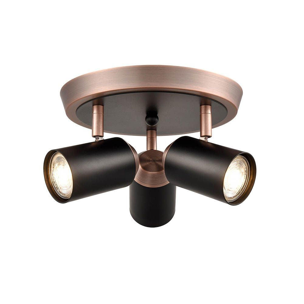 Fran Lighting S9063 Hollywood 3 Light Spotlight Flush Ceiling Black Copper