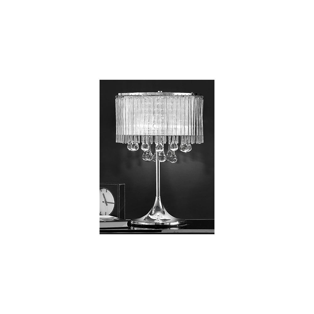 Fran Lighting T853 | 3 Light Table Lamp | Chrome Finish with Crystal Accents