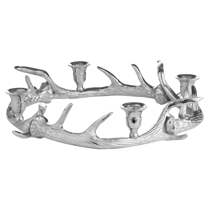 Hill Interiors 20085 Silver Nickel Circular Antler Candelabra With Four Candle Ho