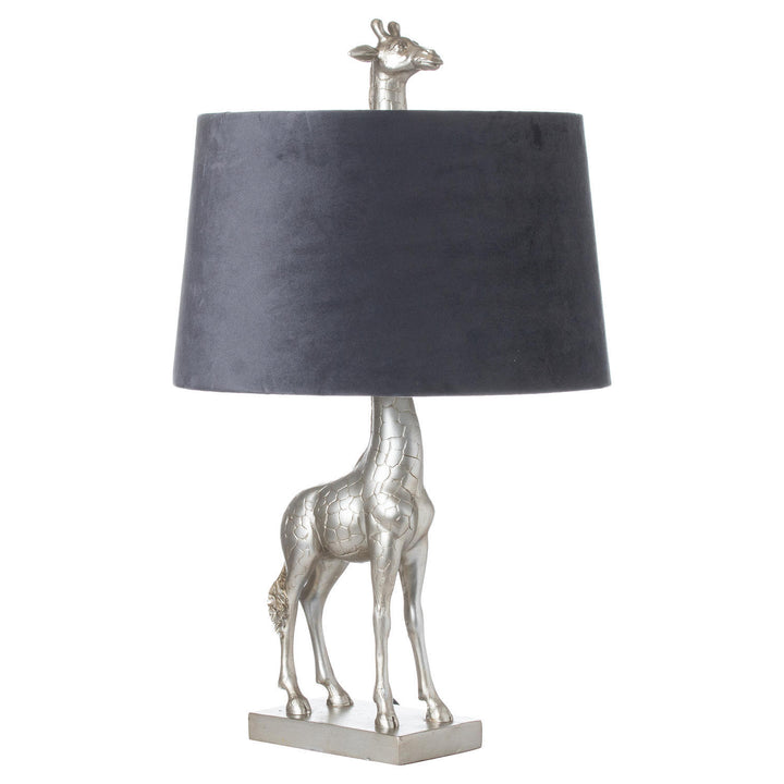 Hill Interiors 21459 Silver Giraffe Table Lamp With Grey Velvet Shade