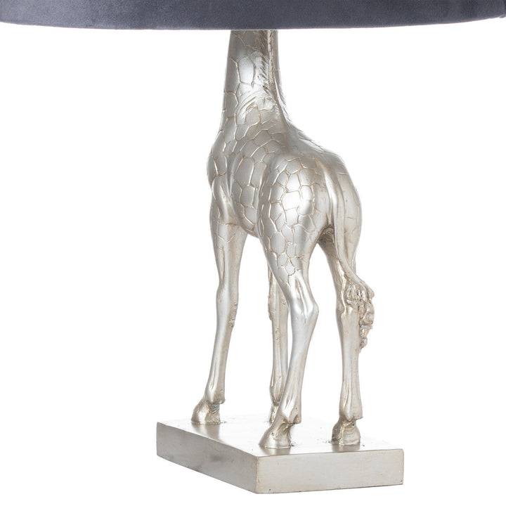 Hill Interiors 21459 Silver Giraffe Table Lamp With Grey Velvet Shade