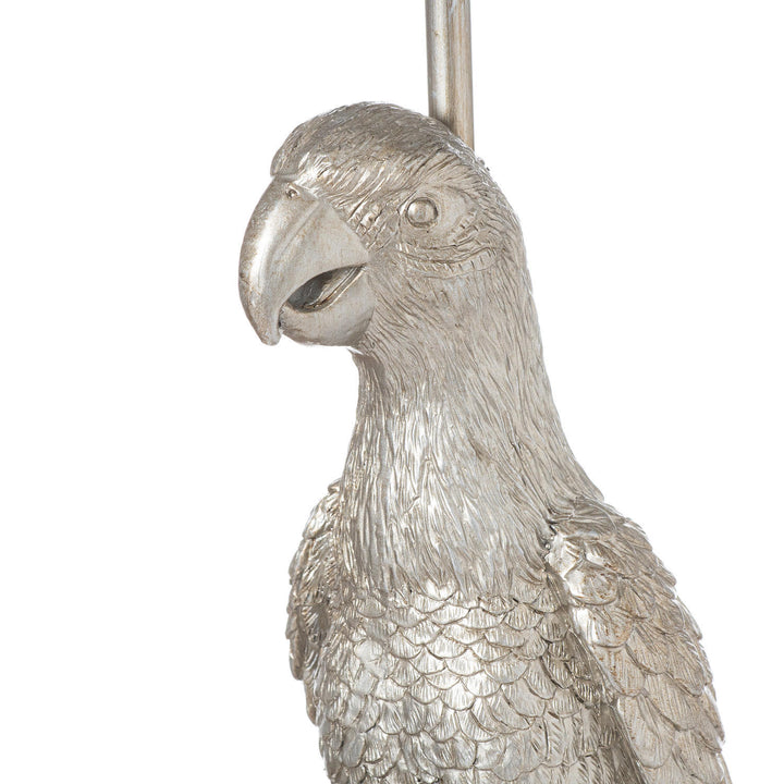 Hill Interiors 21653 Percy The Parrot Silver Table Lamp With Grey Velvet Shade