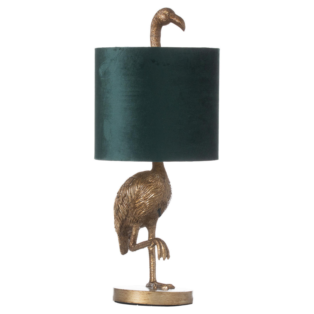 Hill Interiors 21655 Florence The Flamingo Gold Lamp With Emerald Velvet Shade