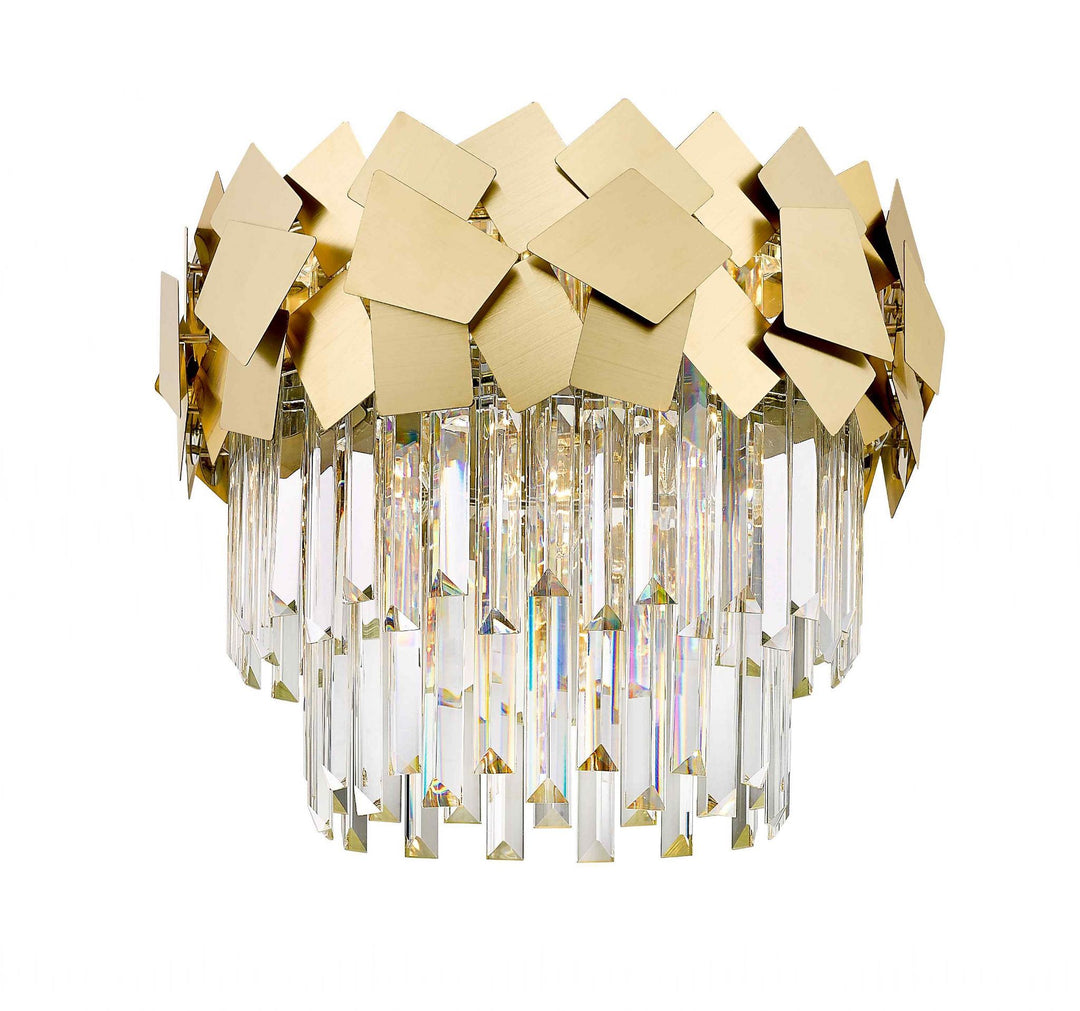 Impex CF1929/05/SF/G | Celine 5 Light Semi Flush Ceiling Light | Gold Crystal