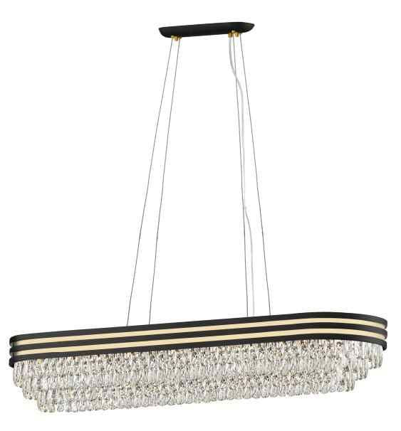 Impex CF2104/11/OBL/G/MBLK Cuba 11 Light Oblong Pendant Chrome Crystal