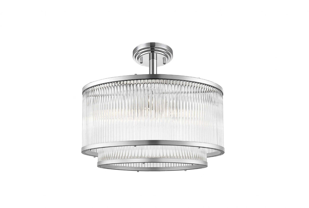 Impex CF2106/05/SF/CH Antigua 5 Light Semi Flush Ceiling Light Chrome Crystal