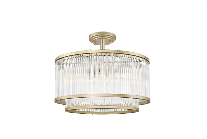 Impex CF2106/05/SF/MG Antigua 5 Light Semi Flush Ceiling Light Gold Crystal