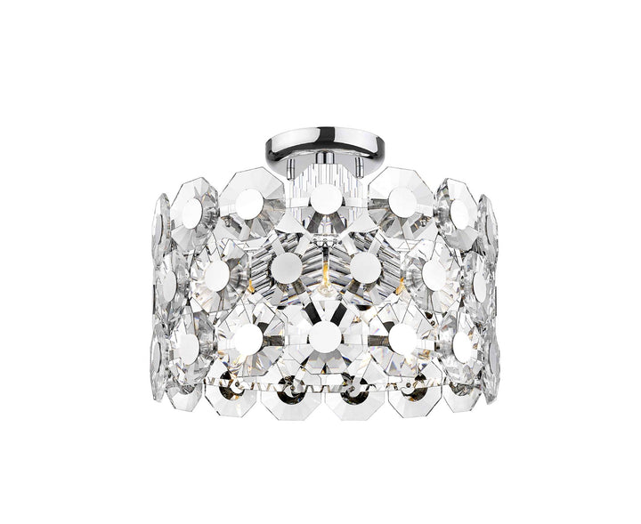 Impex CF2107/05/SF/CH Bahamas 5 Light Semi Flush Ceiling Light Chrome Crystal