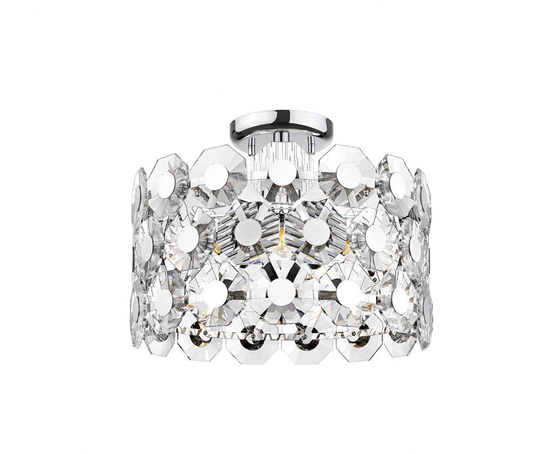 Impex CF2107/05/SF/CH Bahamas 5 Light Semi Flush Ceiling Light Chrome Crystal