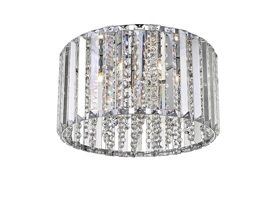 Impex CFH1925/04/PL/CH Diore 4 Light Flush Ceiling Light Chrome Crystal