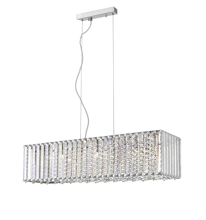 Impex CFH1925/07/OBL/CH Diore 7 Light Oblong Pendant Chrome Crystal