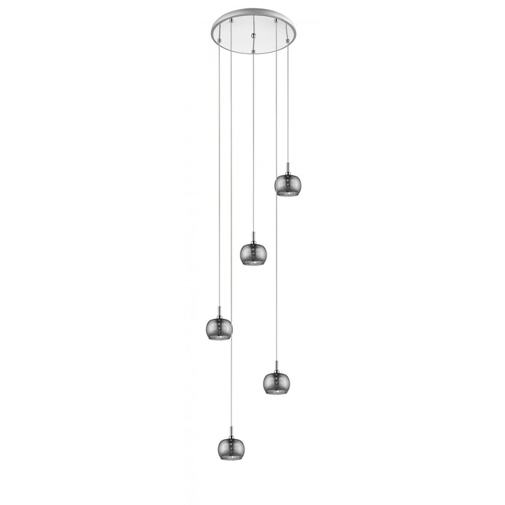 Impex CFH606091/05/CH Deni 5 Light Pendant Glass With Beads Chrome