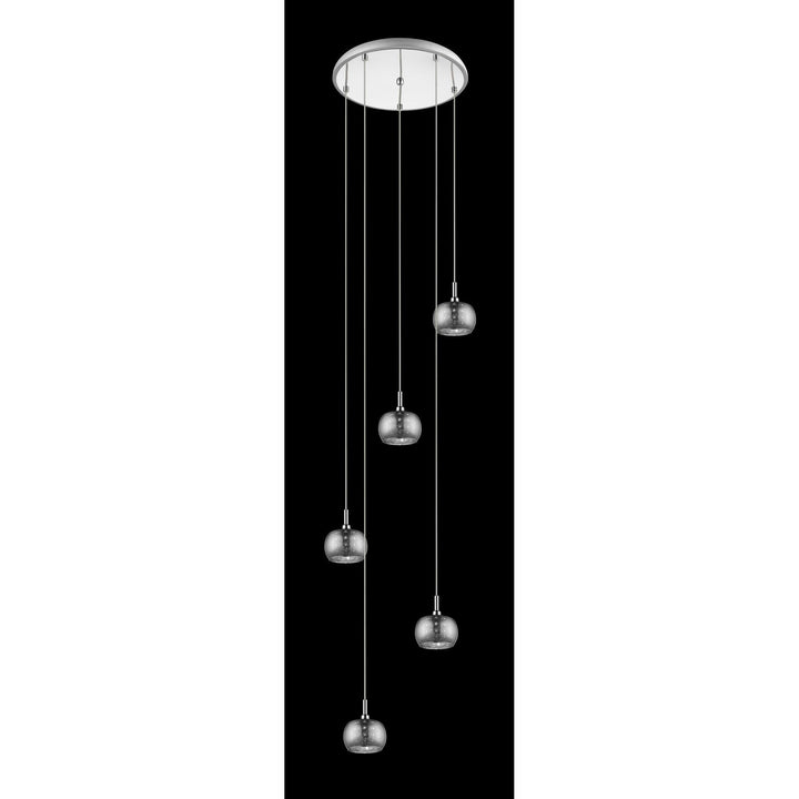 Impex CFH606091/05/CH Deni 5 Light Pendant Glass With Beads Chrome