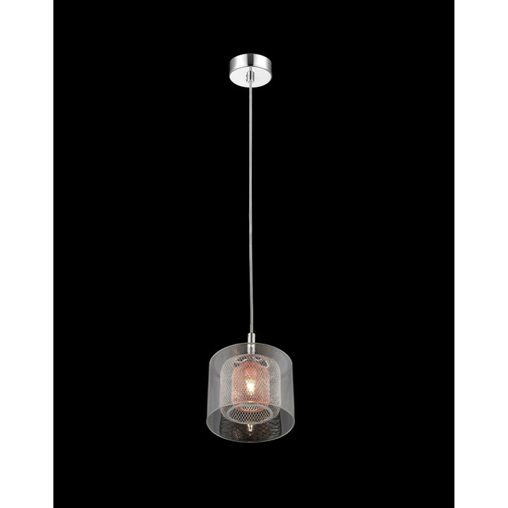 Impex PGH606101/01/CU/CH Laure 1 Light Pendant Glass With Copper Mesh