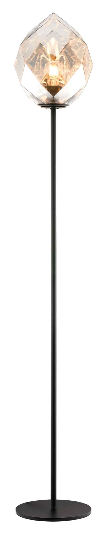 Impex PG1807/01/FL/CH/BLK Zoe 1 Light Floor Lamp Chrome Glass Black