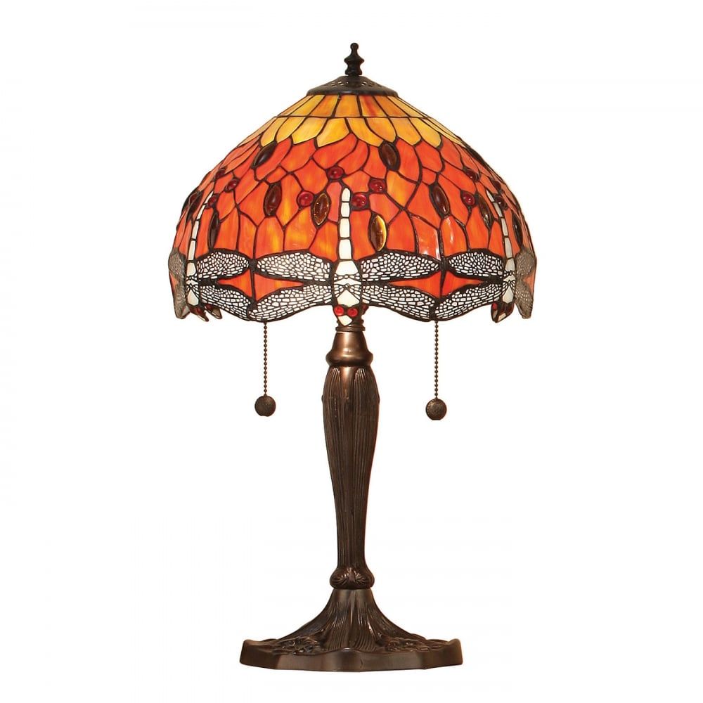 Interiors 1900 64092 Dragonfly Flame Tiffany Small Table Lamp