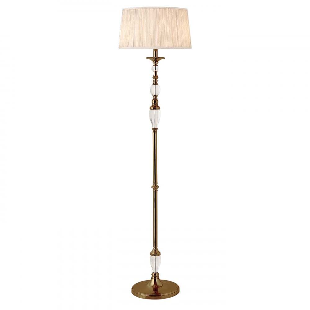 Interiors 1900 70811 Polina Antique Brass Floor Lamp Beige Shade