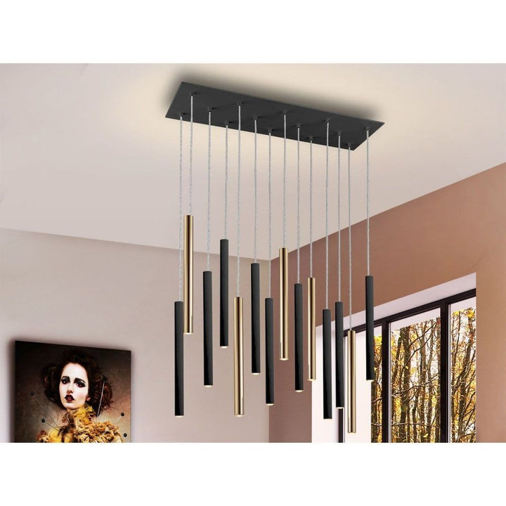 Schuller 373425 Varas LED 14 Light Pendant Light Gold Black