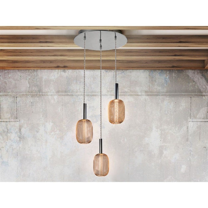 Schuller 413626 Micron LED 3 Light Pendant Light Gold