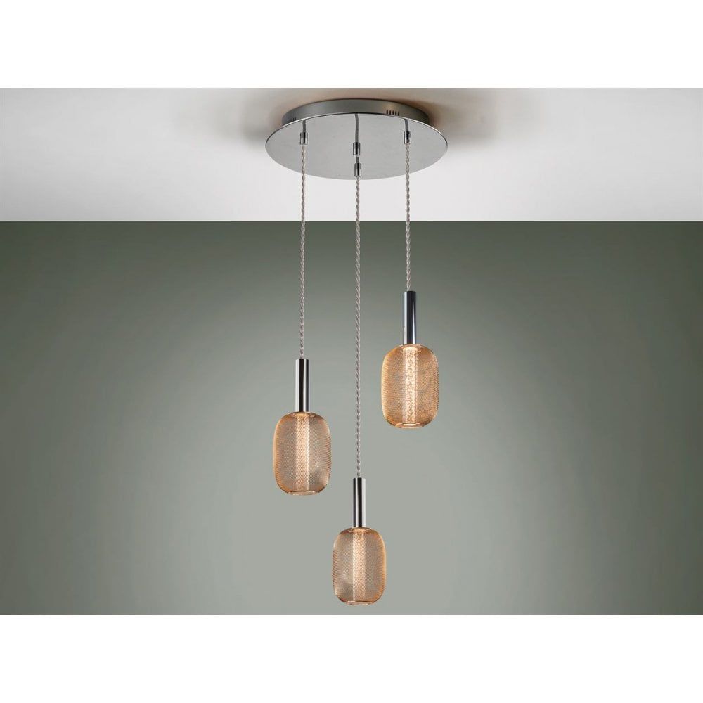 Schuller 413626 Micron LED 3 Light Pendant Light Gold