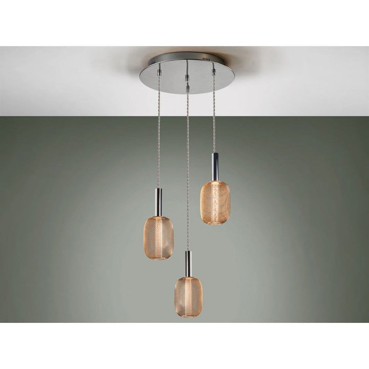 Schuller 413626 Micron LED 3 Light Pendant Light Gold