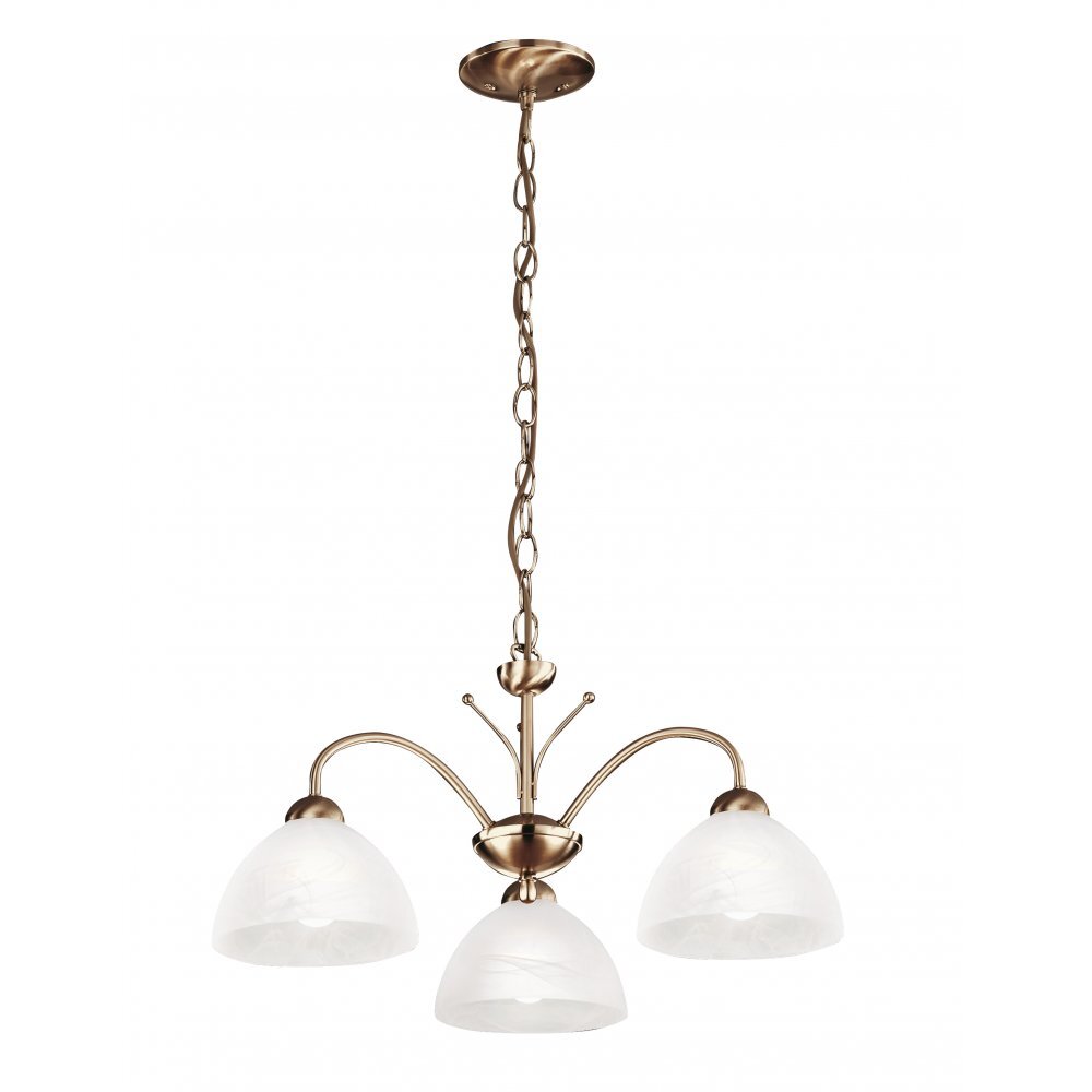 Searchlight 1133-3AB Milanese - 3 Light Ceiling Antique Brass Alabaster Glass