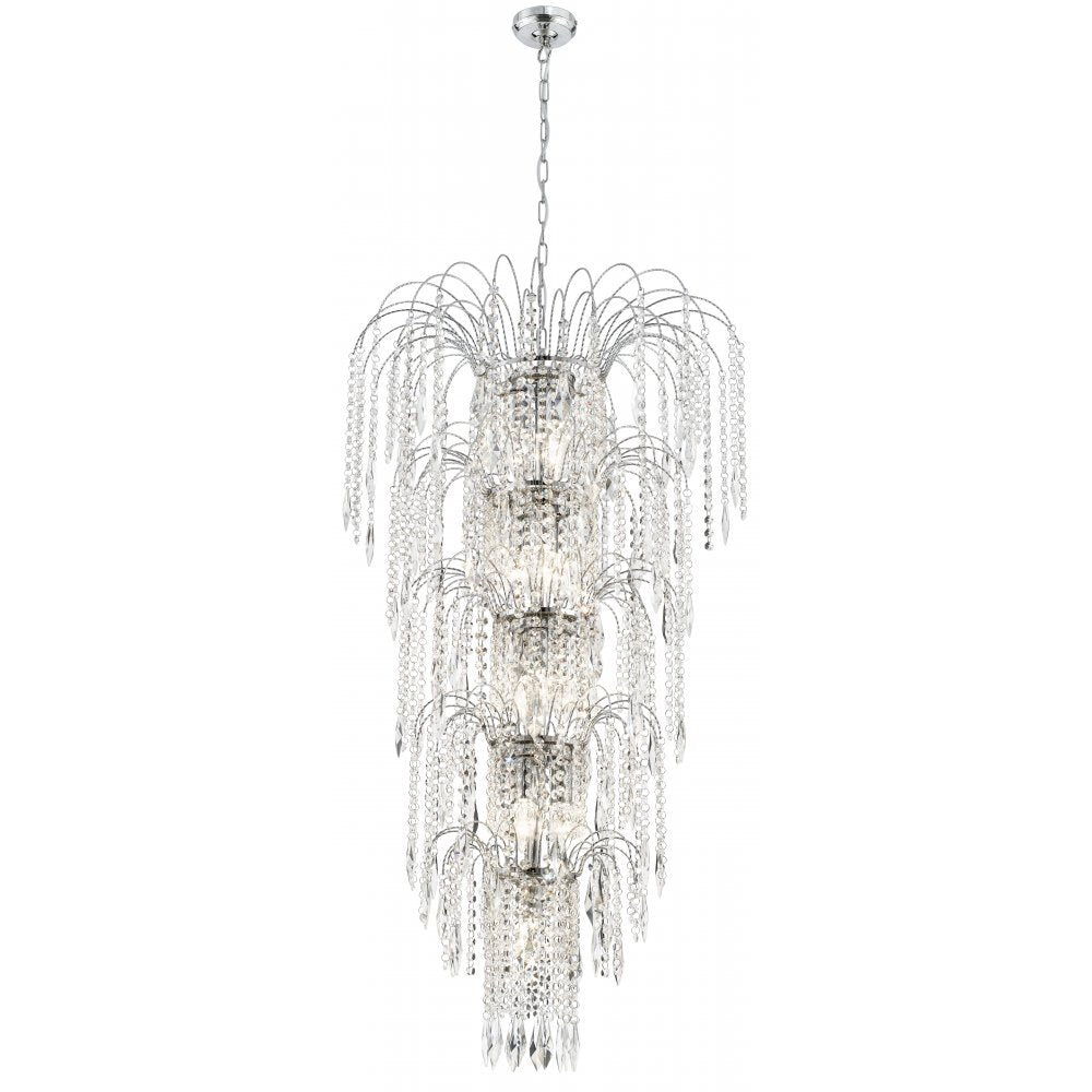 Searchlight 1313-13CC Waterfall - 13 Light Tier Chandelier Chrome Clear Crystal