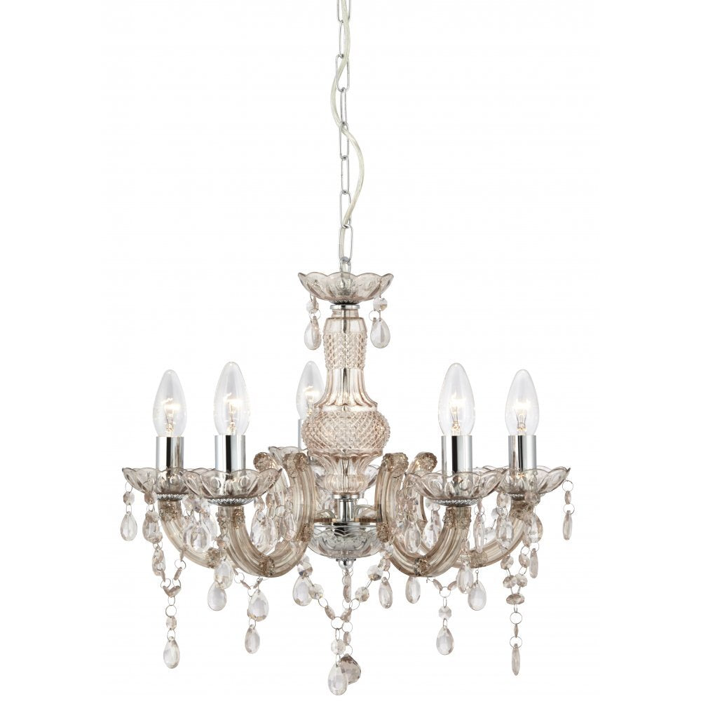Searchlight 1455-5MI Marie Therese - 5 Light Ceiling Mink Glass/acrylic