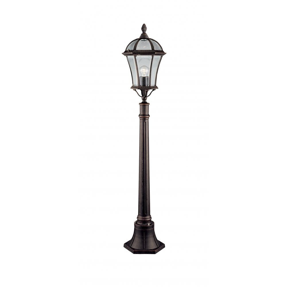 Searchlight 1568 Capri - 1 Light Outdoor Post (height 95cm) Rustic Brown Clear Glass