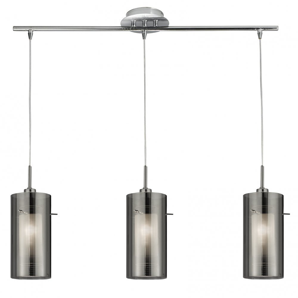Searchlight 3303-3SM Duo 2 - 3 Light Ceiling Bar With Smokey Outer/frosted Inner Glass Shades