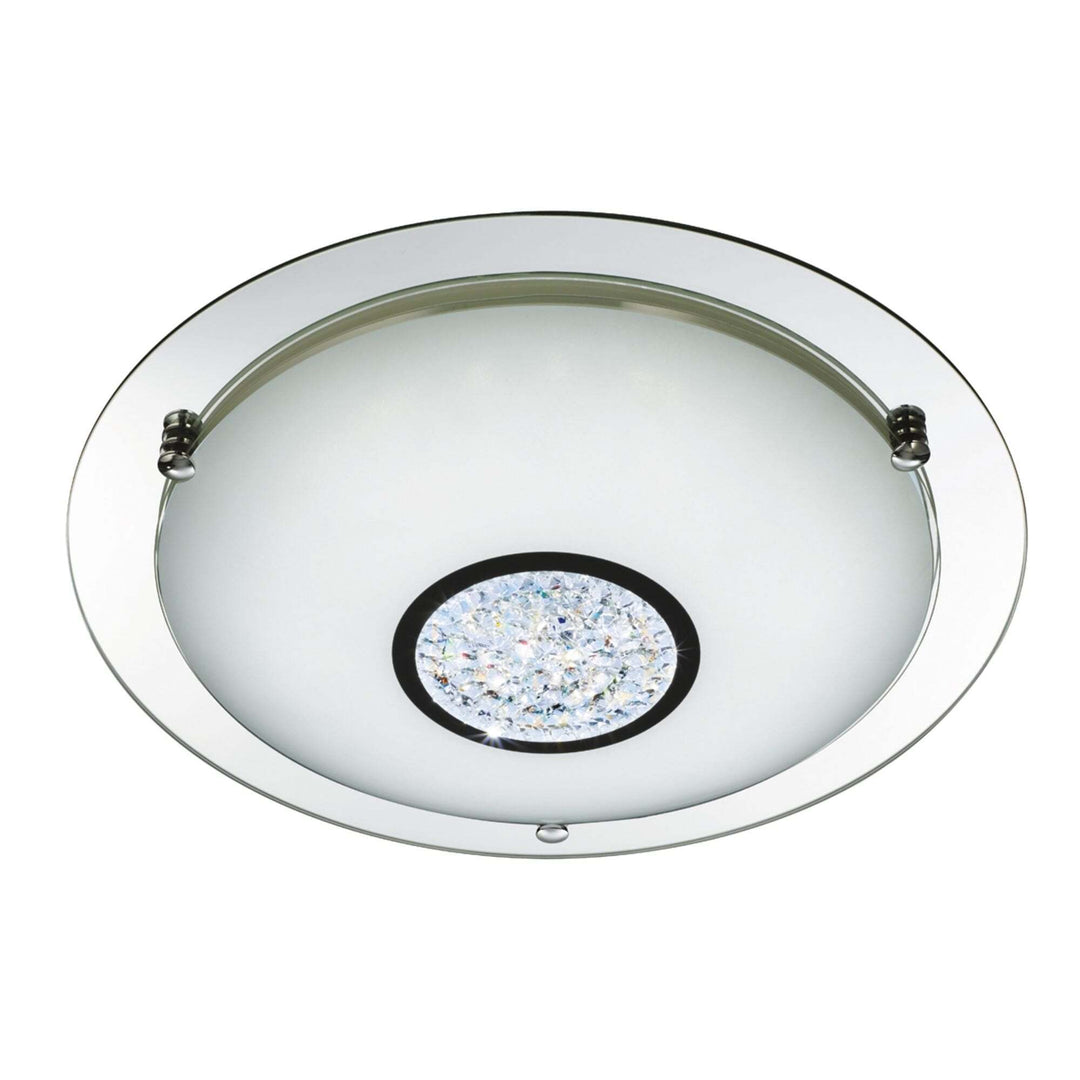 Searchlight 3883-31 Bathroom LED Flush Chrome Mirror Halo White Crystal