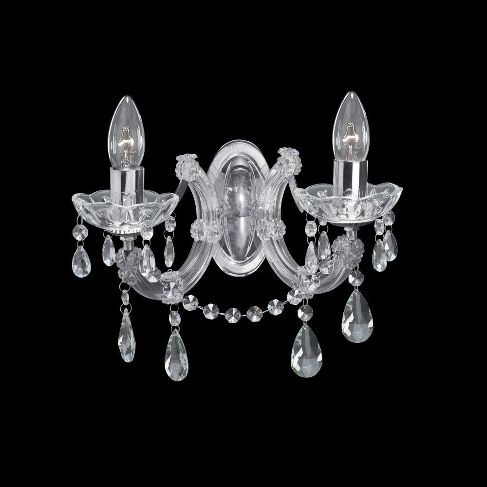 Searchlight 399-2 Marie Therese - 2 Light Wall Bracket Chrome Clear Crystal Glass
