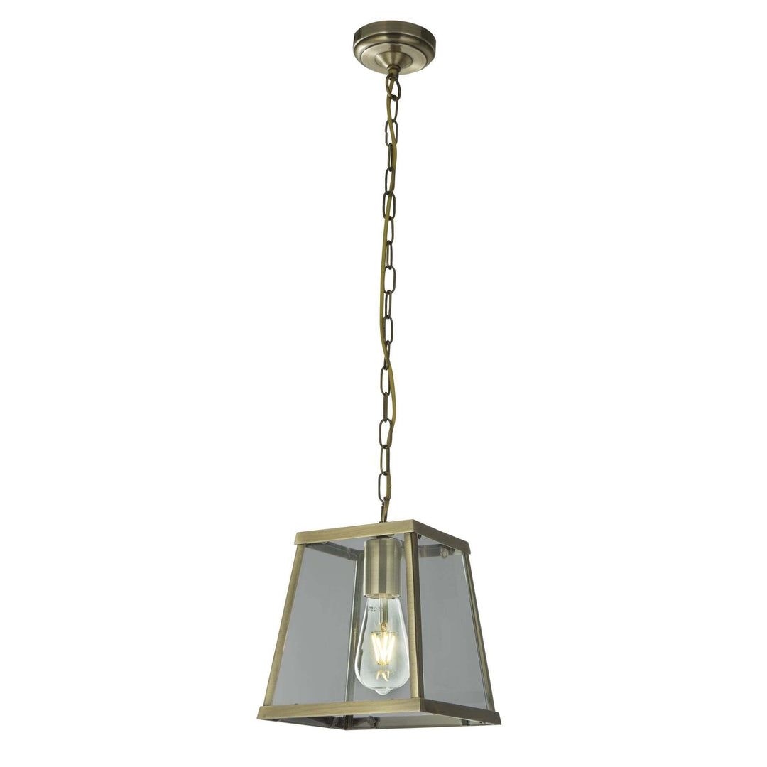 Searchlight 4614AB Voyager 1 Light Lantern Tapered Antique Brass With Clear Glass