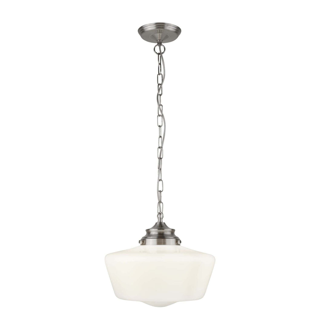 Searchlight 8071-1SS School House White Pendant With Opal Glass