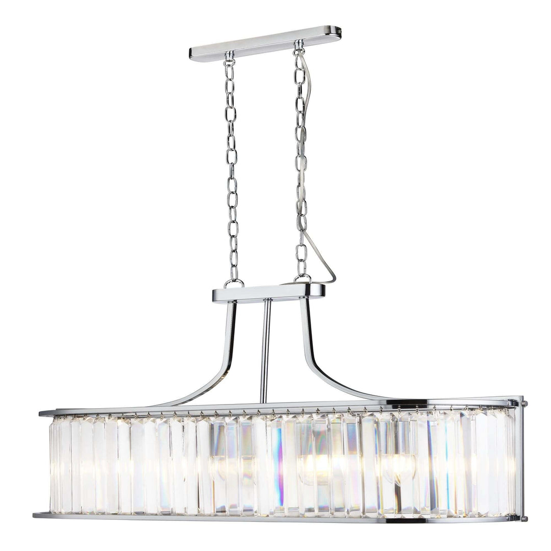 Searchlight 8095-5CC Victoria 5 Light Oval Pendant Chrome With Crystal Glass
