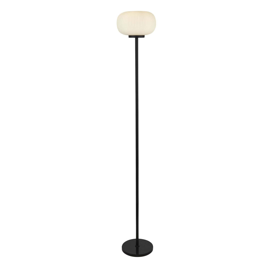 Searchlight 10274-1BK | Lumina Floor Lamp | Frosted Ribbed Glass Elegance