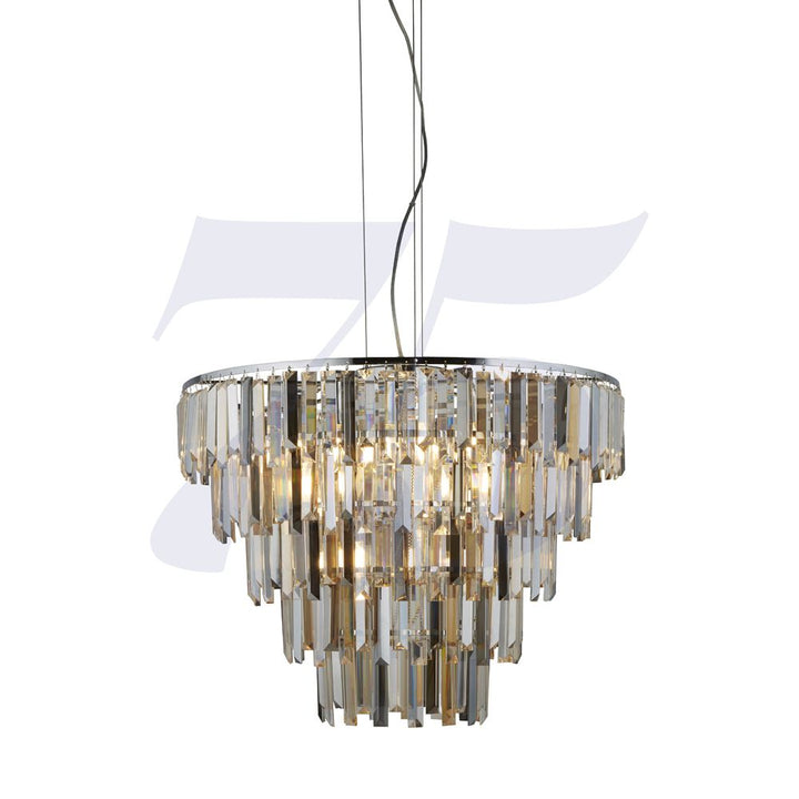 Searchlight Lighting 12299CC | Clarissa 9 Light | Chrome Pendant with Crystal Prism Drops