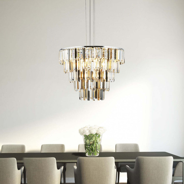 Searchlight Lighting 12299CC | Clarissa 9 Light | Chrome Pendant with Crystal Prism Drops