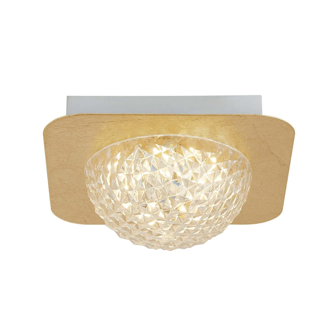 Searchlight Lighting 32511-1GO Celestia 1 Lt Square LED Ceiling Light Gold Leaf With Clear Acrylic