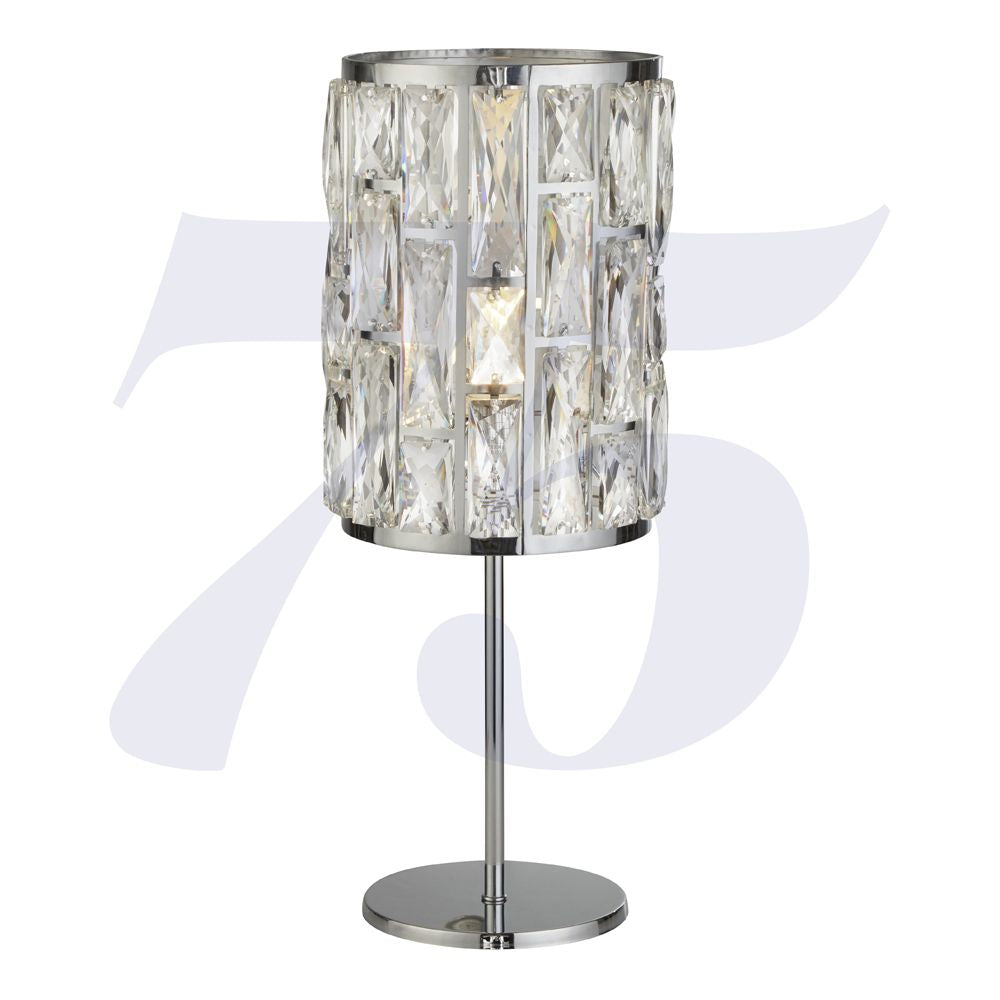 Searchlight Lighting 6584CC Bijou 1 Light Chrome Table Lamp Crystal Glass