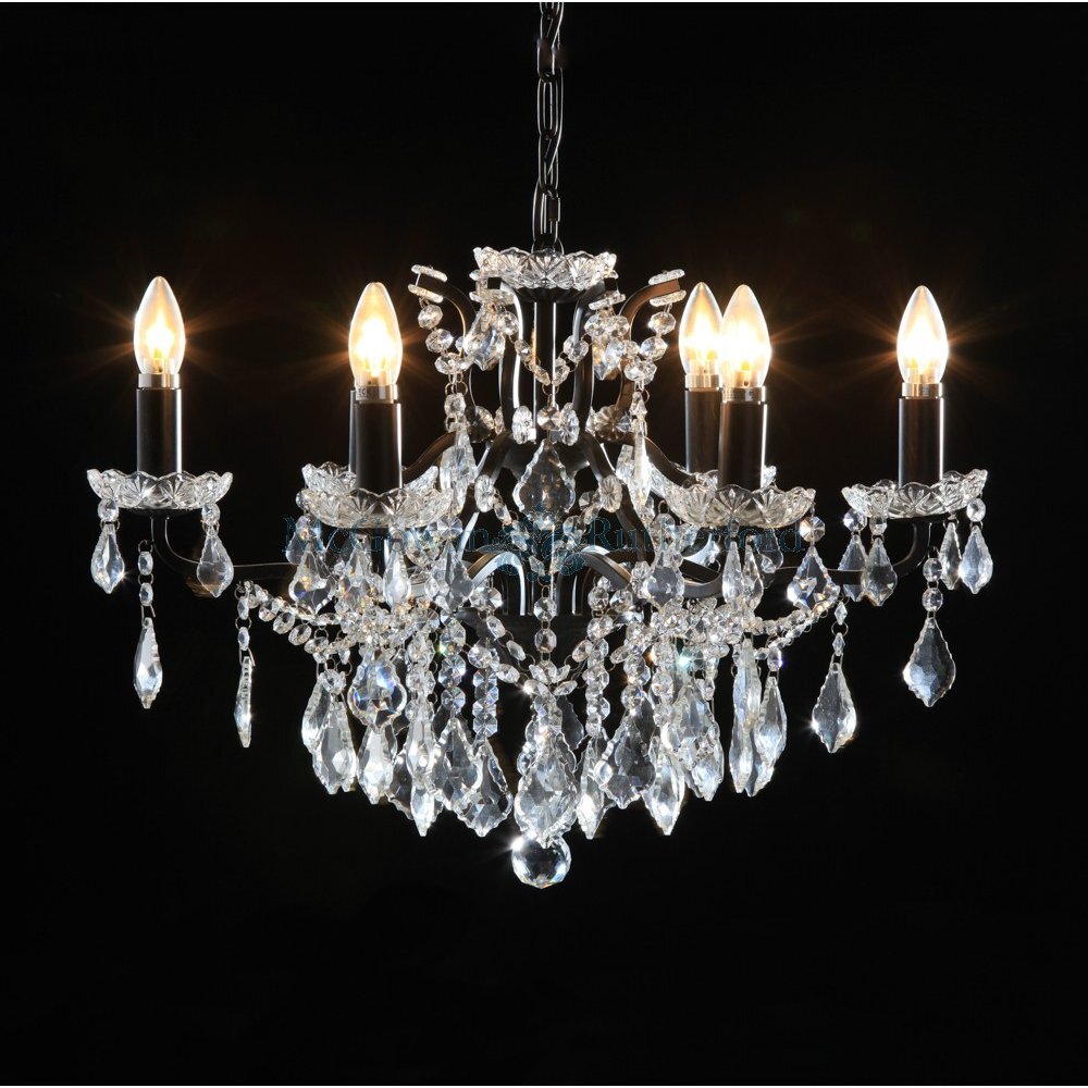Nelson Lighting CH174 CH174 Florence Black 6 Branch Shallow Chandelier