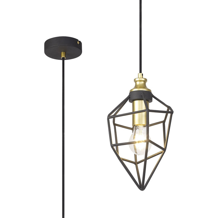 Nelson Lighting NL71279 Davie Small Pendant Painted Gold & Sand Black