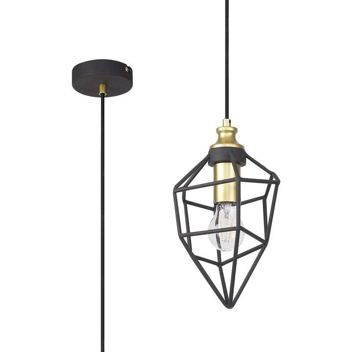 Nelson Lighting NL71279 Davie Small Pendant Painted Gold & Sand Black